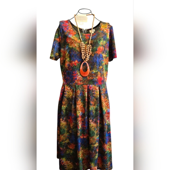 LuLaRoe Dresses & Skirts - LuLaRoe Colorful Brushstroke Midi Dress Size 2x